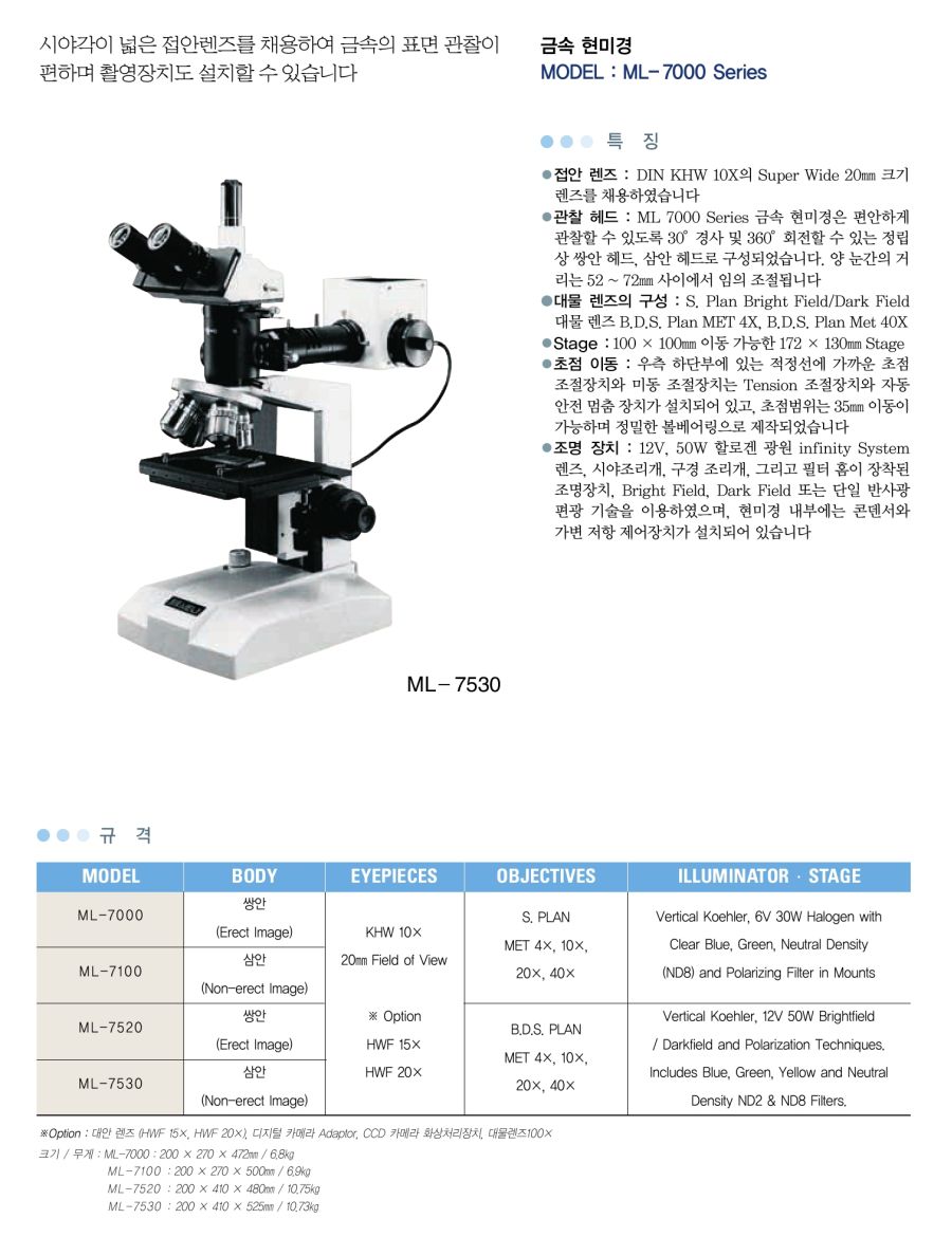 현미경/마이크로톰기기 - ML7000 Series